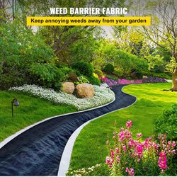 Happybuy Heavy Duty Geotextile Fabric Ground Cover Non-Woven Commercial Greenhouse Garden Barrier Blocking Mat