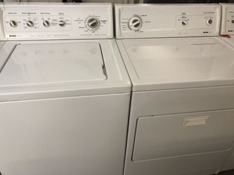 Used kenmore heavy duty washer and dryer set. 1 year warranty