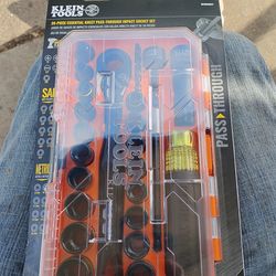 28 piece essential connect pass through impact socket set sae and metric