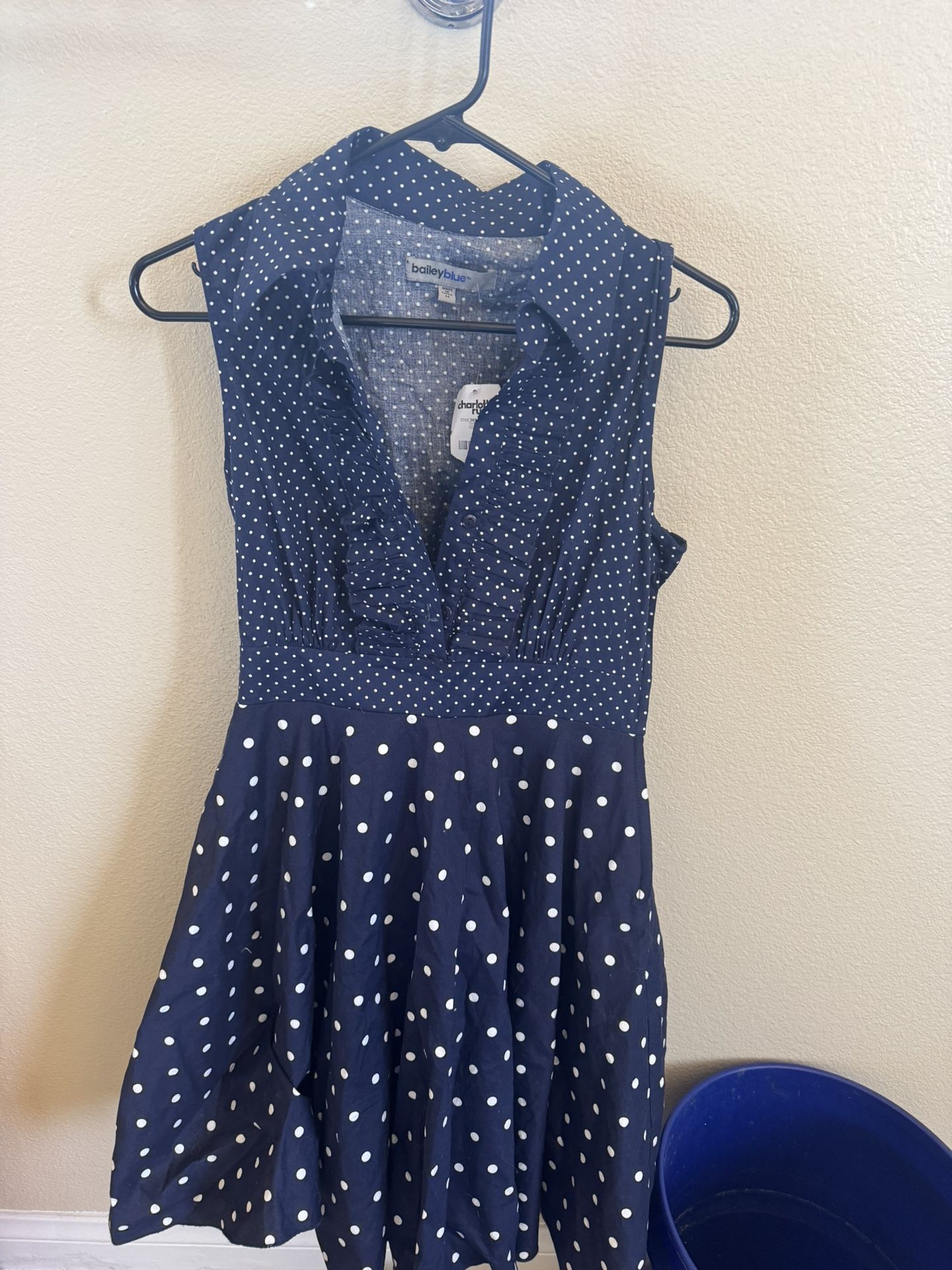Charlotte Russe Blue Polka Dot Dress New With Tags Size Medium