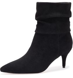 CosyFever Women's Slouch Ankle Boots, Pointed Toe Mid Heel Dress Boots