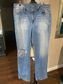 Women’s Calvin Klein distressed knee straight leg