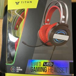 Titan Wired LED Gaming Headset With Mic Black/Red 