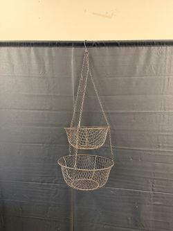 Rustic Two-Tier Wire Hanging Basket