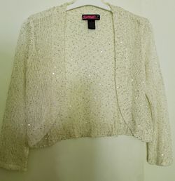Whats up creme sparkly cardigan sweater large