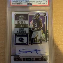 2023 Contenders Optic Jordan Addison Variation Autograph Silver Rc PSA 9