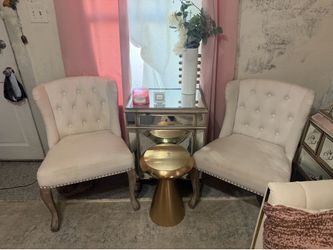 2 White Living Room Chairs