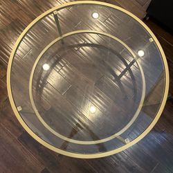 Round Glass Coffee Table With Gold Trim