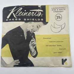 Vintage Kleinert’s Dress Shields Size 3 White Crescent Shaped New Open Package