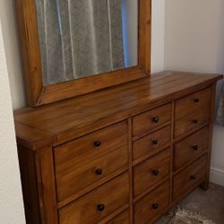 Moving Sale : Bedroom Furniture Set ( Drawer Dresser & Mirror) + 2 Drawer Charging Night Stand