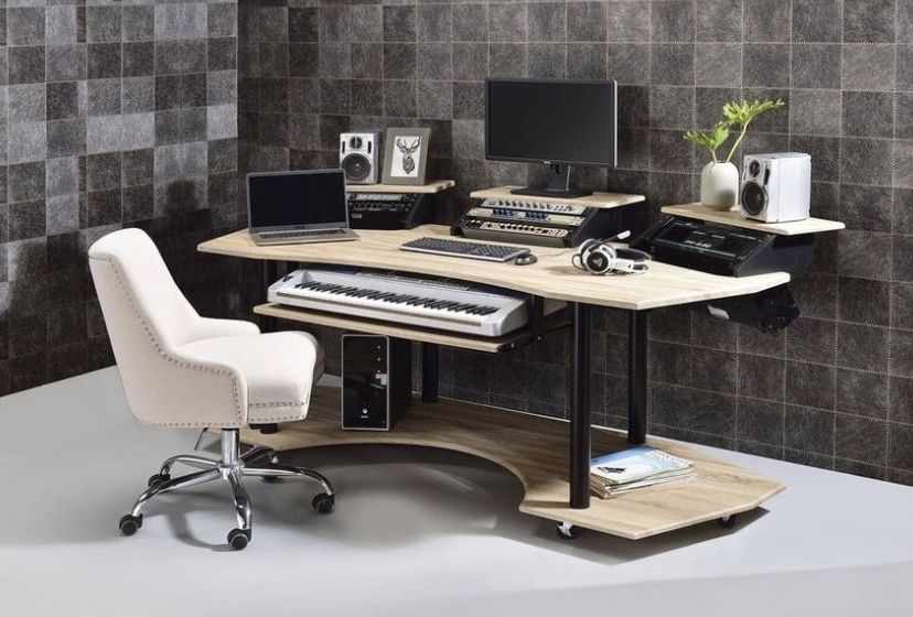 Brand New 83" Natural Oak Computer Desk