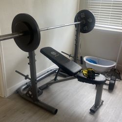 Gym bench with weights 