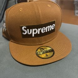 Supreme Money Box Logo Brown New Era Fitted Hat Size 8