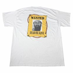 Vintage Osama Bin Laden Wanted Dead or Alive Poster USA American Flag “These Colors Don’t Run” White T-Shirt Adult Size XL OG
