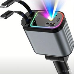 4 in 1 Retractable Fast Car Charger with Starlight 66W USB C for iPhone &Android