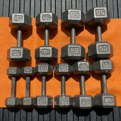 SET OF STEEL DUMBBELLS (PAIRS OF) :  10s  20s  30s  40s  50s 