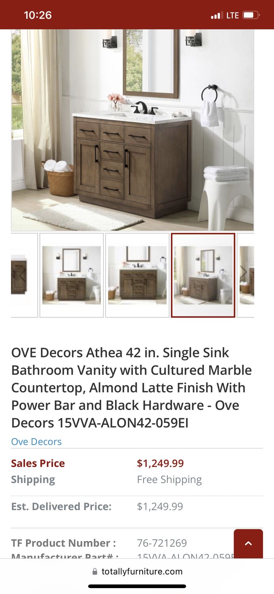 Bathroom Vanity Single Sink, New .