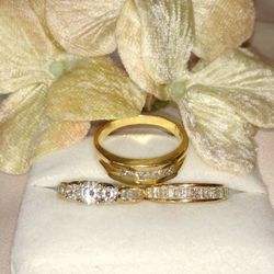 Two Diamond 14k Gold wedding bands