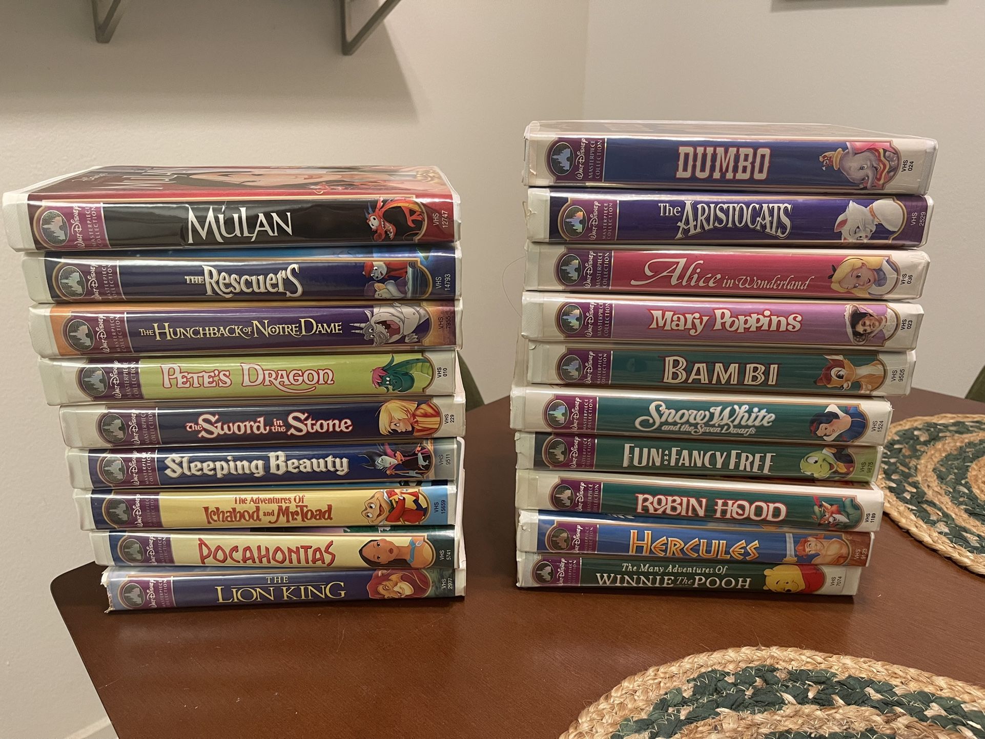 Disney Masterpiece Collection VHS 19 Videos 