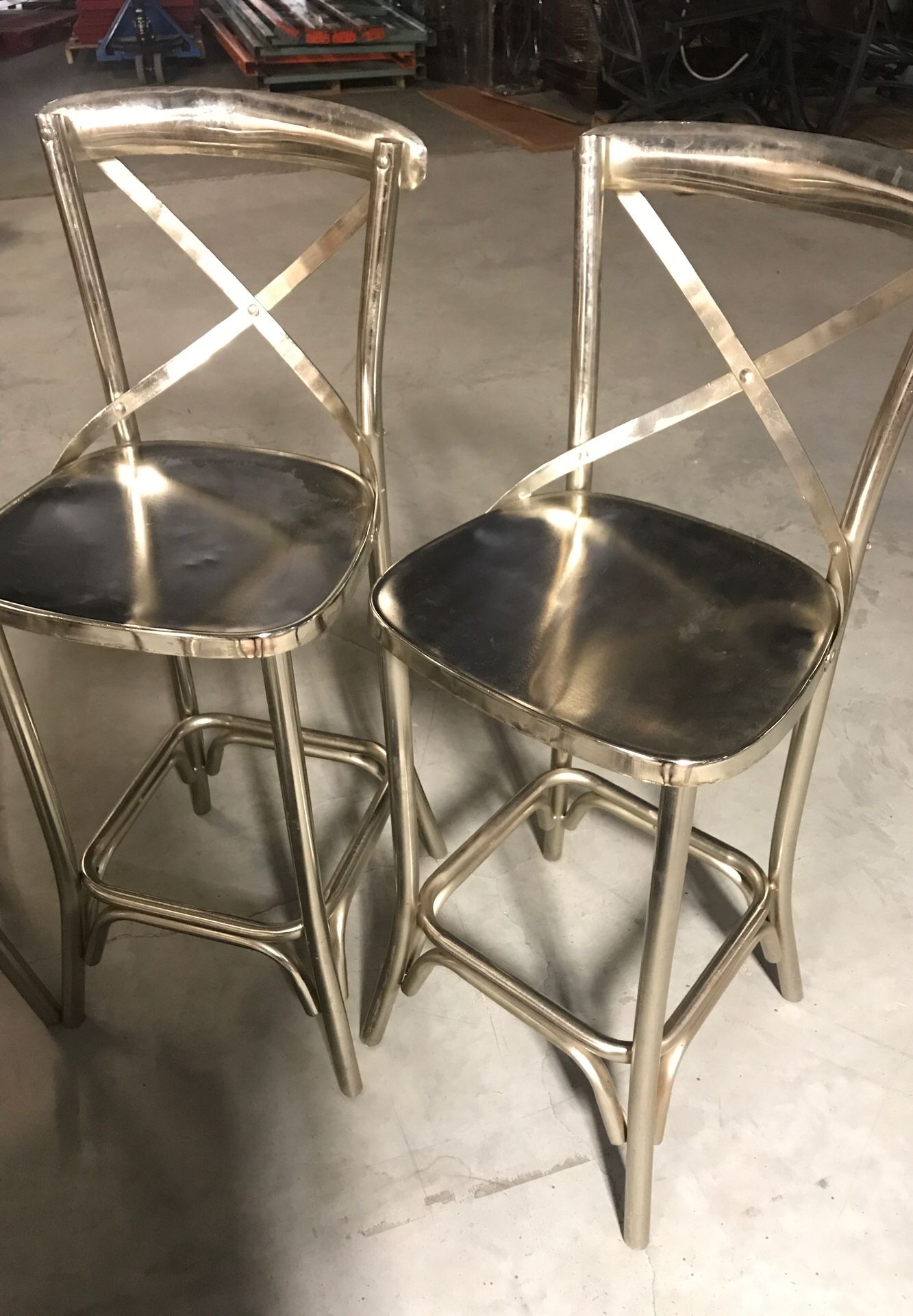 5 bistro chairs silver chrome high back