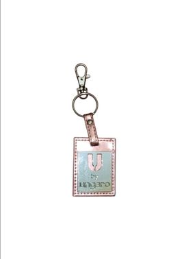 Avon U by Ungaro Metallic Pink Silver Key Fob Key Chain Keyring Vtg