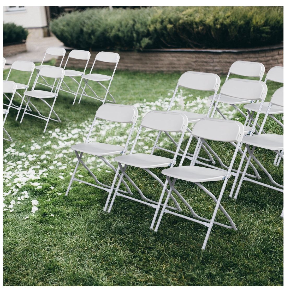 SET OF 10 White Plastic Folding Chairs Steel Frame Commercial High