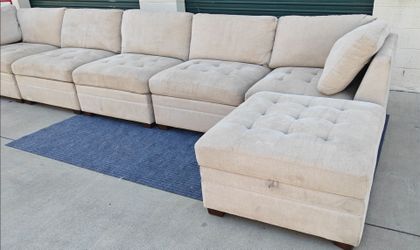 Sectional Sofa 6-Piece with Ottoman Storage, Used- Needs Cleaning