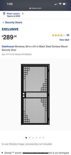 Gatehouse Monterey 36-in x 81-in Black Steel Surface Mount Security Door