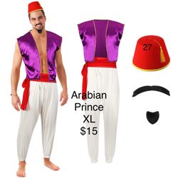 Aladdin Arabian Prince Men’s Costume XL / Principe Arabe Disfraz X Grande Halloween