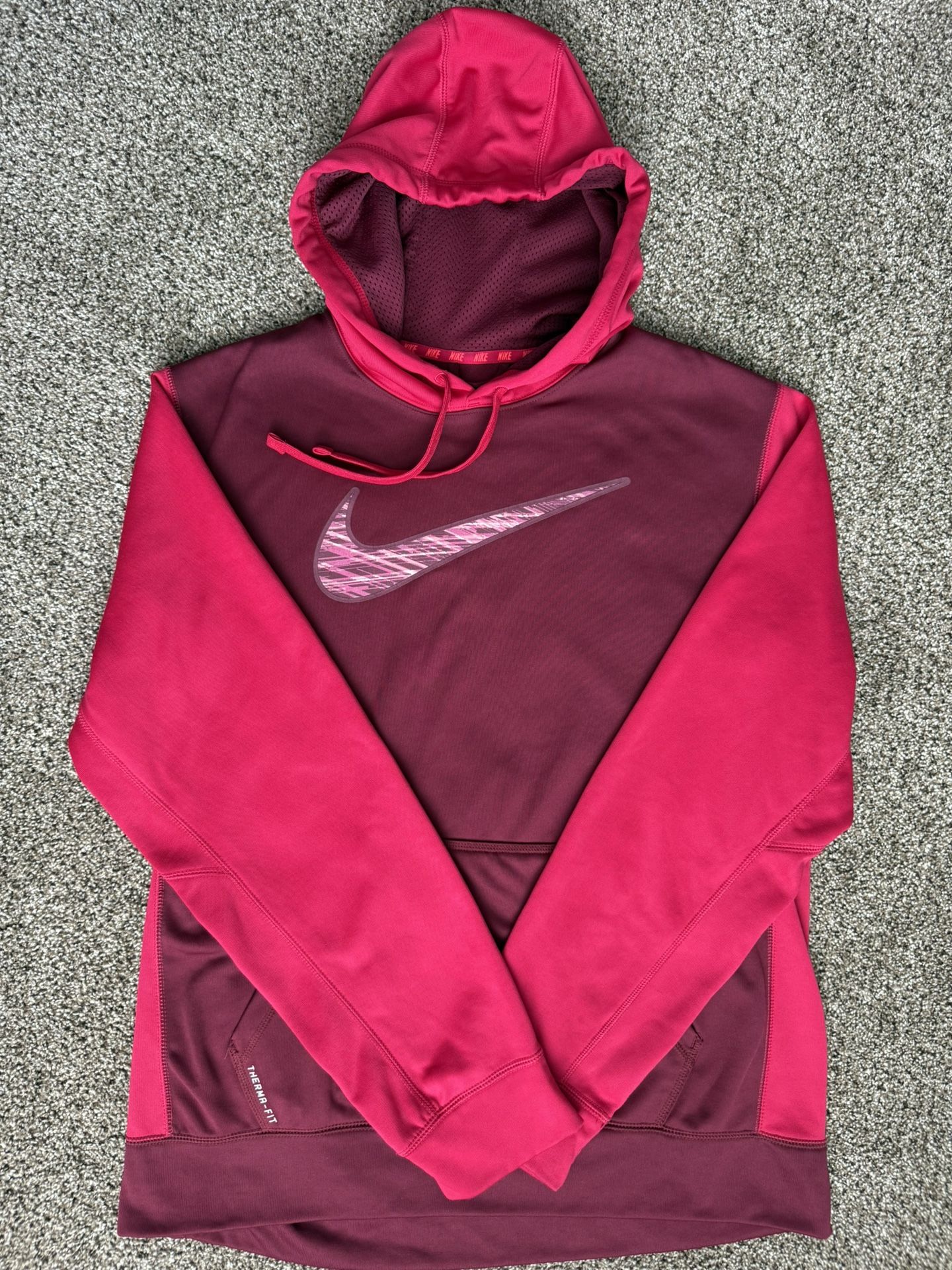 Womens Nike Hot Pink Therma Fit Hoodie Med Big Swoosh Logo