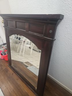 Large Dark Wood Framed Wall Mirror