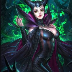 11" X 17" Maleficent (Sleeping Beauty) Disney Villain Fan Art Print NeoArtCorE. The image is a piece of fan art depicting Maleficent, the iconic villa