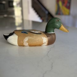 Wood duck decoy hand, painted mallard, vintage