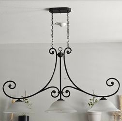 3-Light Wrought Iron Chandelier