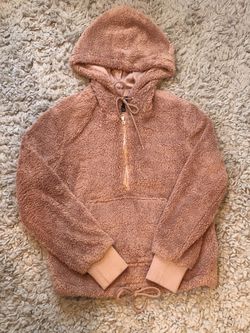 Forever 21 Rose Gold Pink Teddy Bear Jacket