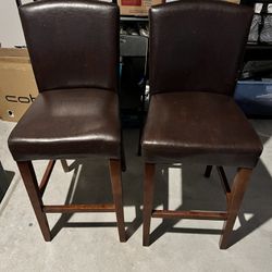 Set Of 2 Brown Bar Stools