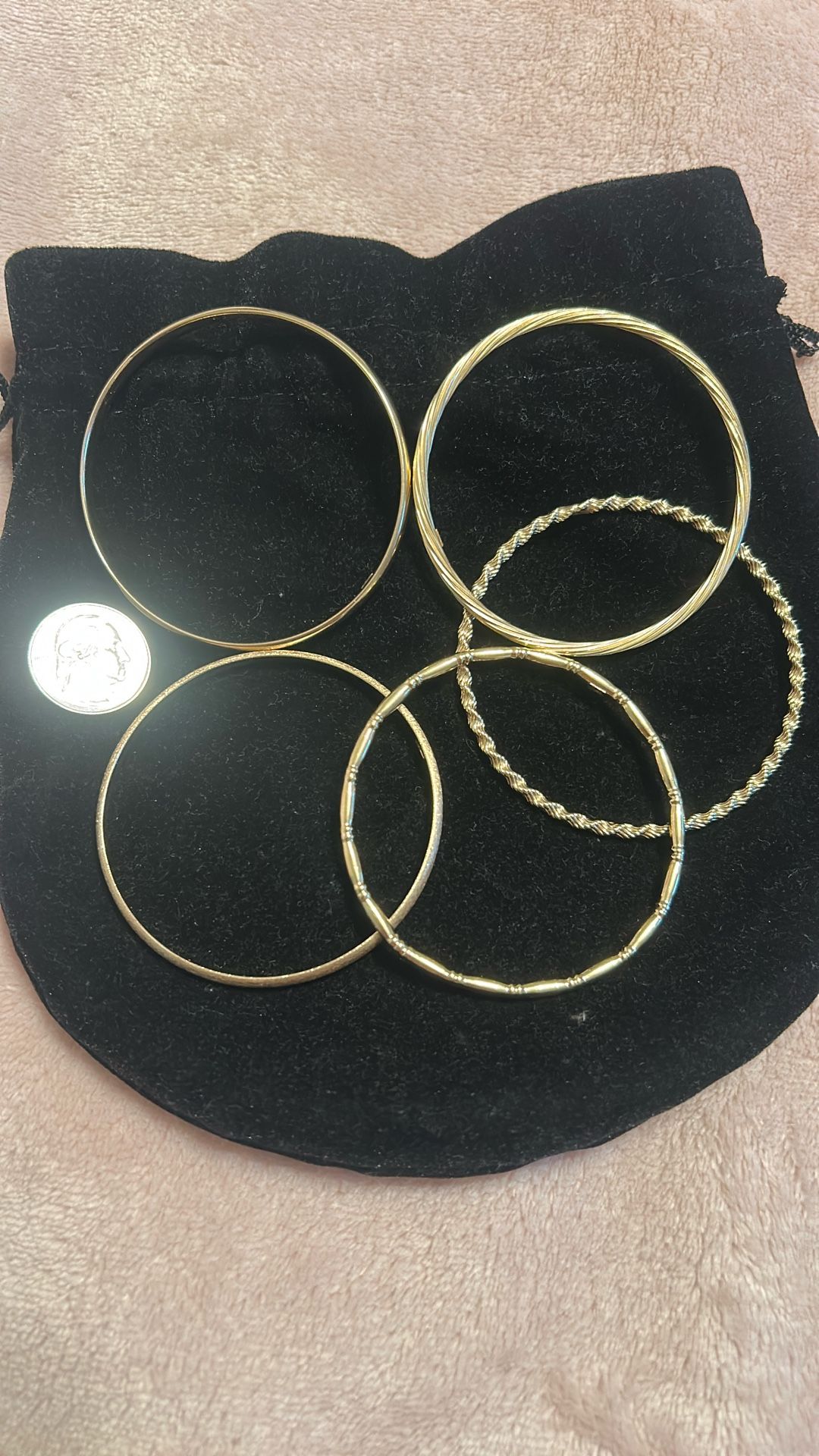 Set Of 5 Bangles 14 Kt Gold