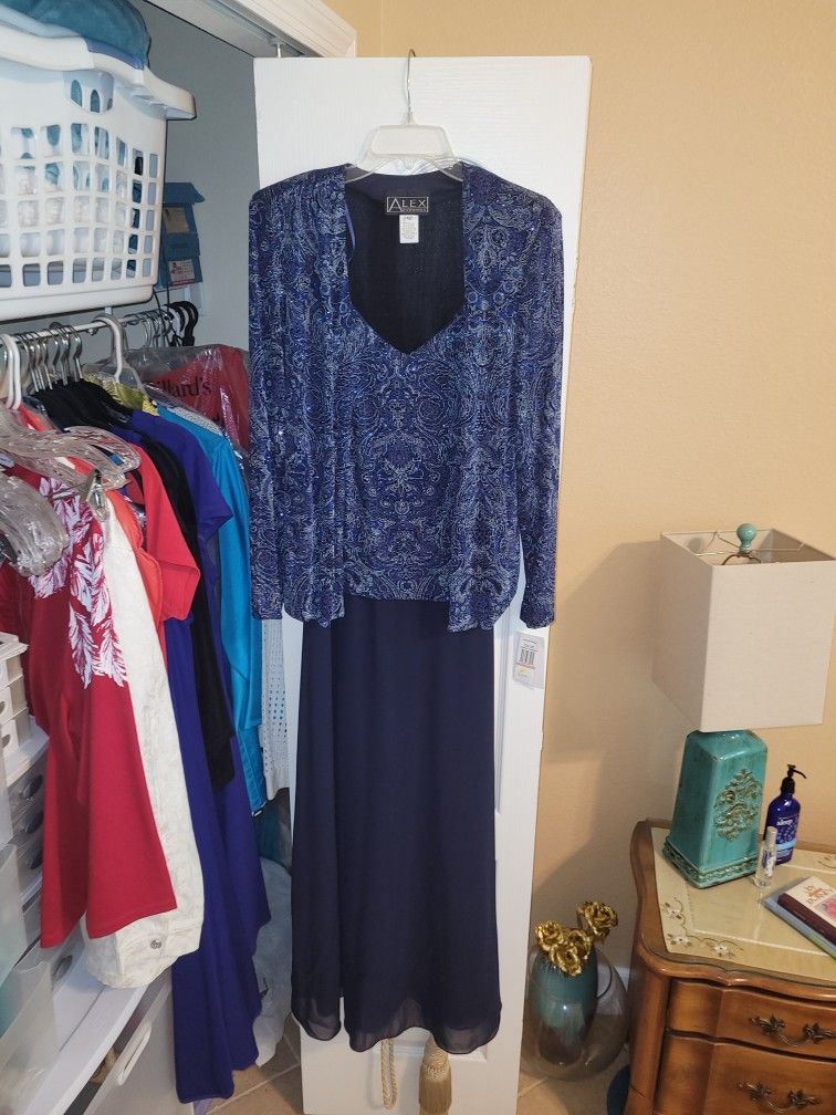 NEW SZ 12 Alex Evenings Long Dress W/Jacket