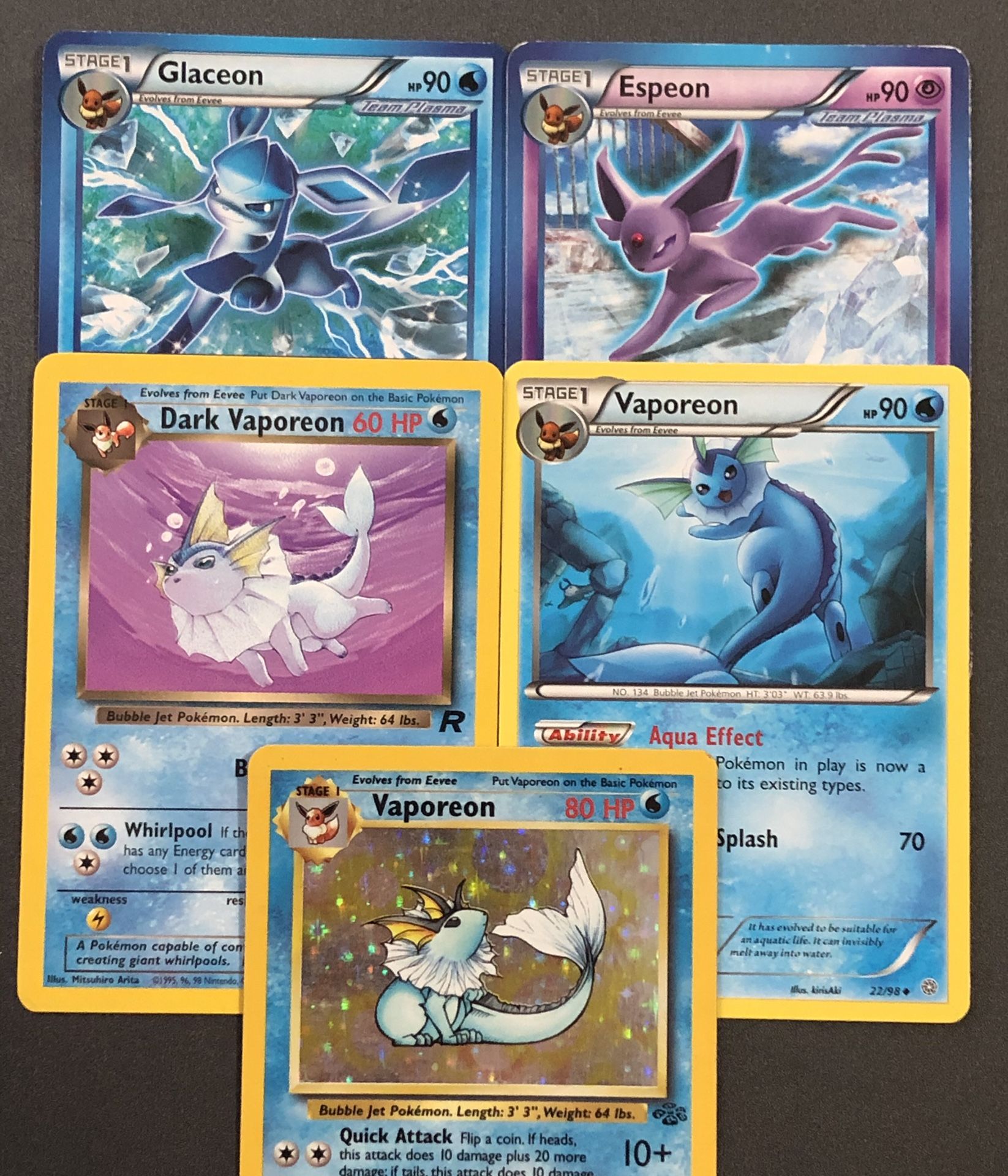 Vaporeon HOLO Base Set 5 Pokemon Cards