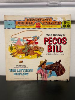 Disneyland Double Feature Pecos Bill & The Littlest Outlaw Vinyl Record LP 1972