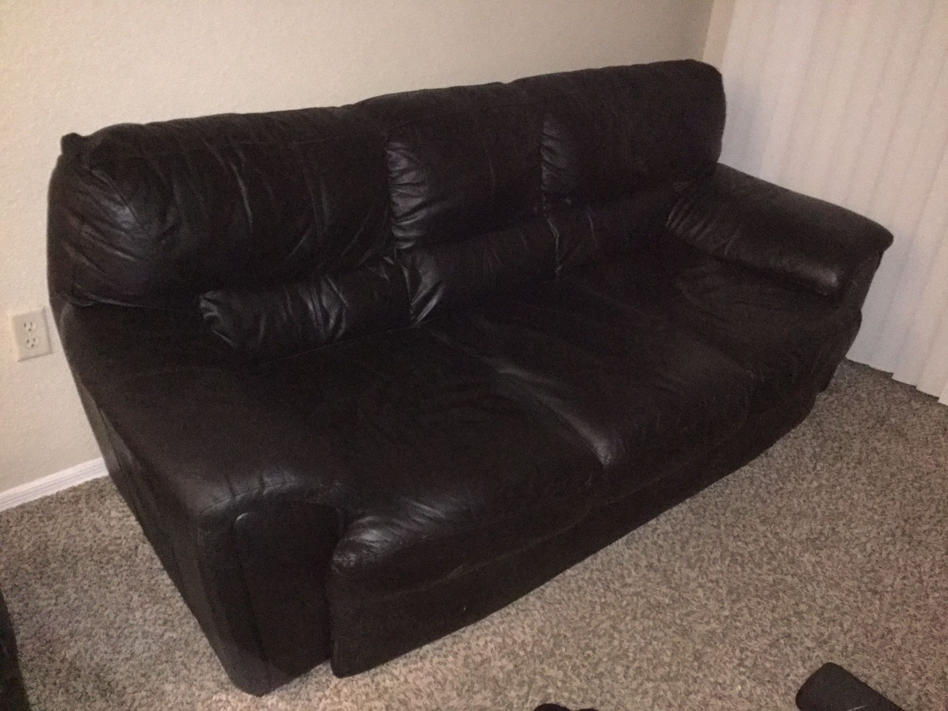 Faux Leather Black Living Room Set