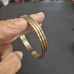 Set Of 3 Rose Gold Finished Bangle Bracelets W/2 1/2" Opening 