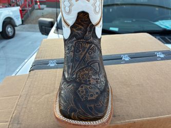 "Dead Man's Hand" Tooled Leather Boots