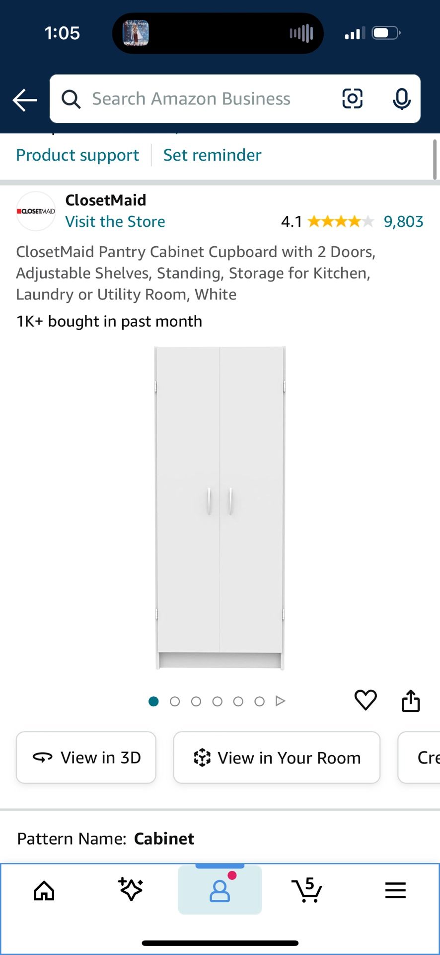 ClosetMaid White Pantry Cabinet Cupboard with 2 Doors