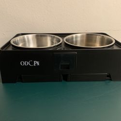 Elevated pet feeder with bowls