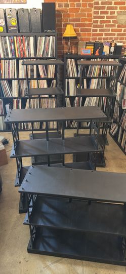Boltz vinyl records Industrial Black Metal Truss Shelving Units (4 total)