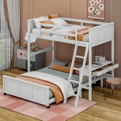  Bunk Bed with Desk FULL OVER FULL