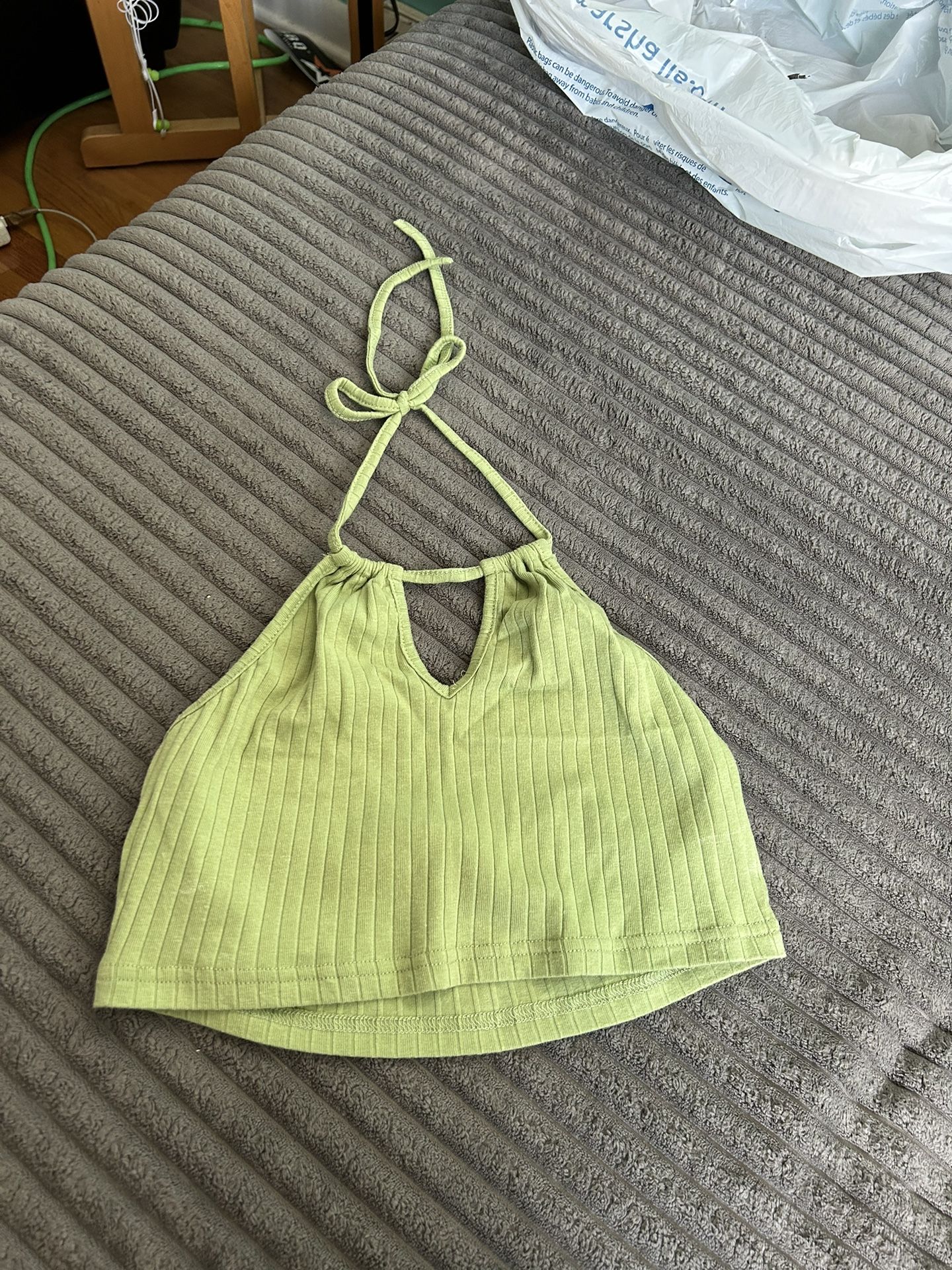 Green Halter Neck Crop Top