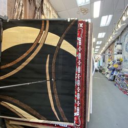 5x7 Area Rugs Carpet Rugs Abstract Design Thick Colors Black Beige 