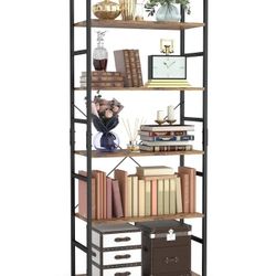 NUMENN Modern Vintage 5 Tier Tall Bookshelf
Bookcase Shelf Storage Organizer Book Shelf for Bedroom Living Room Home Office
